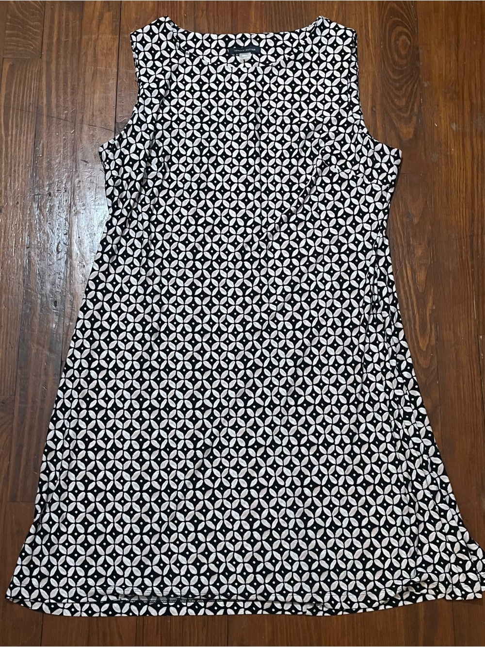 Tommy Hilfiger Women's Black and Tan Patterned Dress Size 14 Like New